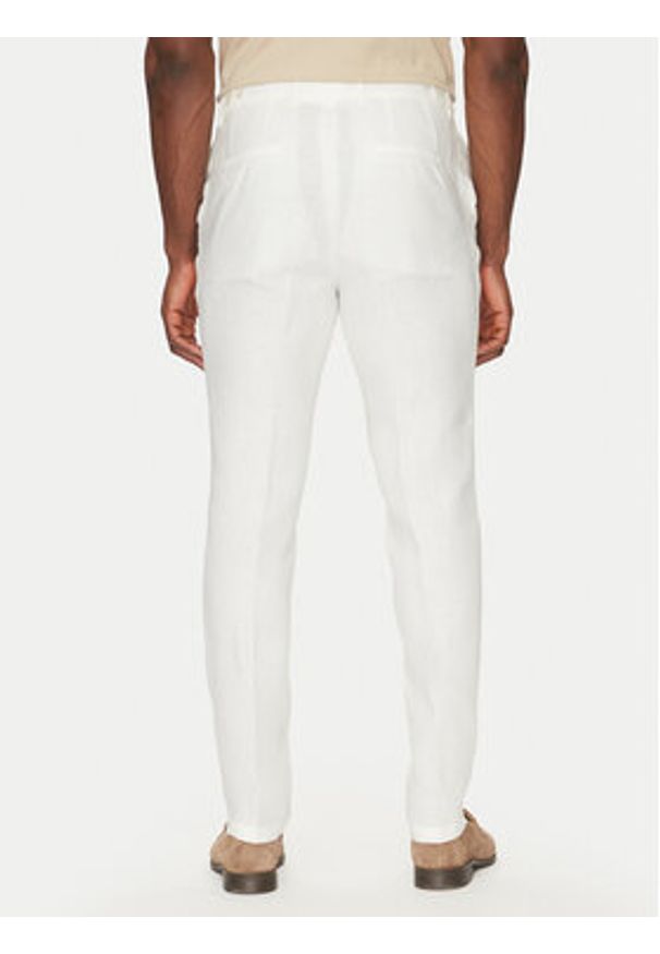 BOSS Spodnie materiałowe C-Genius 50540518 Biały Slim Fit. Kolor: biały. Materiał: len