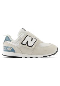 Buty niemowlęce New Balance I5748ZL – beżowe. Okazja: na co dzień. Zapięcie: rzepy. Kolor: beżowy. Materiał: guma, syntetyk, materiał. Szerokość cholewki: normalna. Model: New Balance 574. Sport: turystyka piesza #1