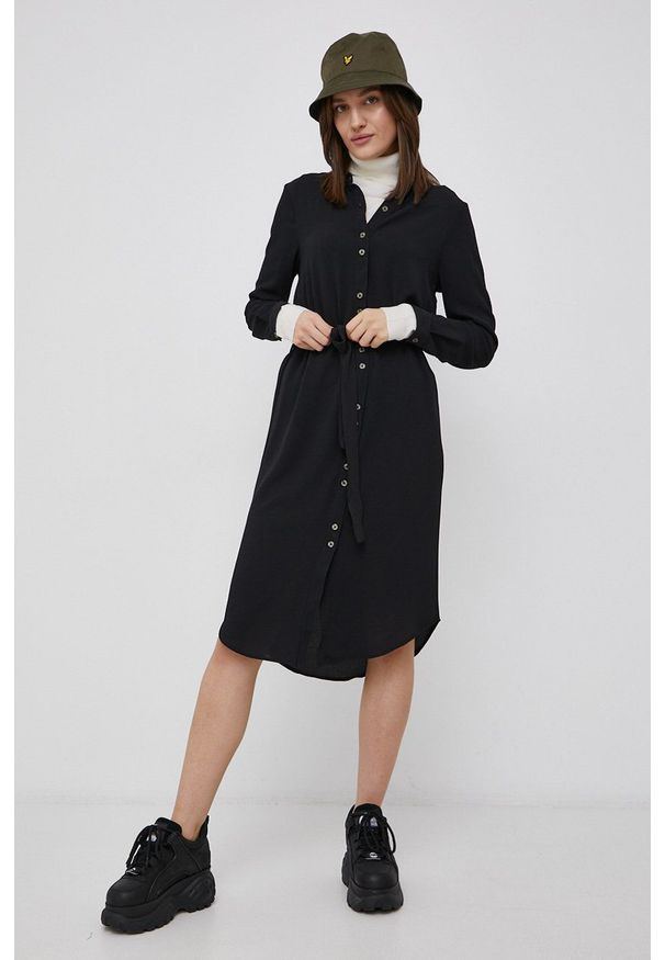Vero Moda Sukienka kolor czarny mini prosta. Okazja: na co dzień. Kolor: czarny. Materiał: poliester, tkanina. Długość rękawa: długi rękaw. Typ sukienki: proste. Styl: casual. Długość: mini