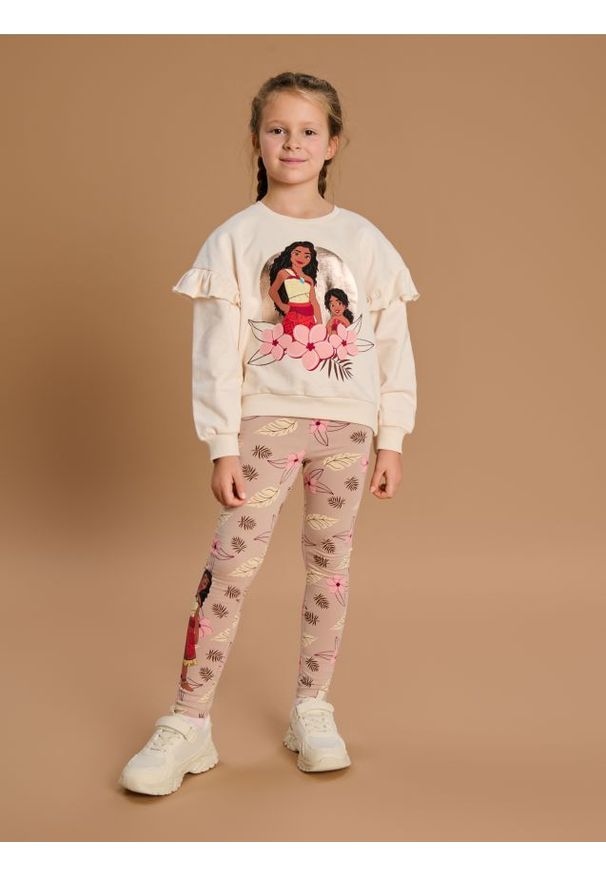 Sinsay - Legginsy Disney Vaiana 2 - brązowy. Kolor: brązowy. Materiał: elastan, bawełna. Wzór: motyw z bajki