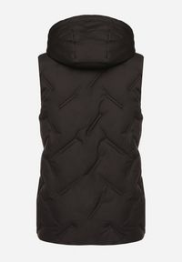 Born2be - Czarna Przejściowa Kamizelka z Pikowanymi Przeszyciami i Kapturem Fesolira. Okazja: na co dzień. Kolekcja: plus size. Kolor: czarny. Materiał: jeans. Styl: sportowy, casual