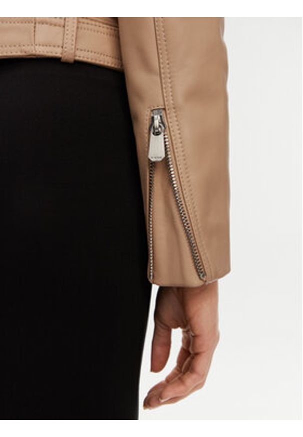 Pinko - PINKO Kurtka skórzana 103897 A21L Beżowy Regular Fit. Kolor: beżowy. Materiał: skóra