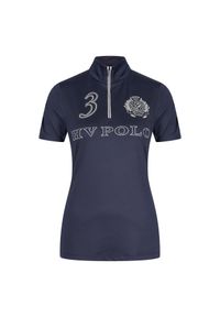 HV POLO - Damska koszulka do jazdy konnej HV Polo Favouritas Platinum. Typ kołnierza: polo. Kolor: niebieski. Długość rękawa: długi rękaw. Wzór: aplikacja. Styl: elegancki #1
