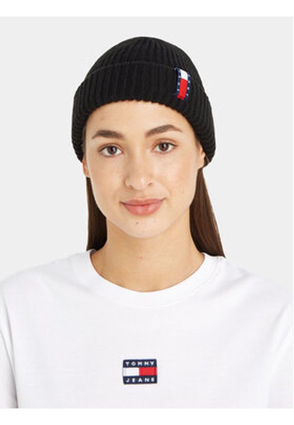 Tommy Jeans Czapka Im Tju Unisex Beanie AU0AU01808 Czarny. Kolor: czarny. Materiał: syntetyk