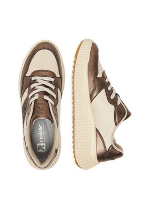 Rieker Sneakersy W1702-60 Beżowy. Kolor: beżowy. Materiał: skóra, syntetyk