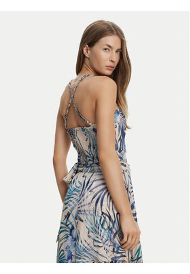 Guess Top W5GH74 WH9Z2 Niebieski Slim Fit. Kolor: niebieski. Materiał: wiskoza