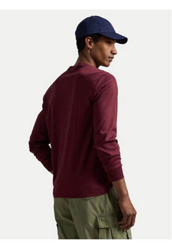 Polo Ralph Lauren Longsleeve 710760121037 Bordowy Slim Fit. Typ kołnierza: polo. Kolor: czerwony. Materiał: bawełna. Długość rękawa: długi rękaw