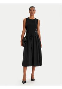 Karl Lagerfeld - KARL LAGERFELD Sukienka koktajlowa B1W13023 Czarny Regular Fit. Typ kołnierza: dekolt w karo. Kolor: czarny. Materiał: syntetyk. Styl: wizytowy #3