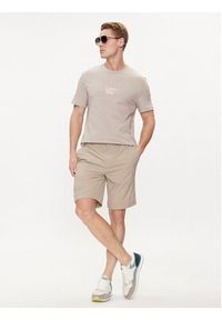 Calvin Klein T-Shirt Line Logo K10K112489 Beżowy Regular Fit. Kolor: beżowy. Materiał: bawełna #3