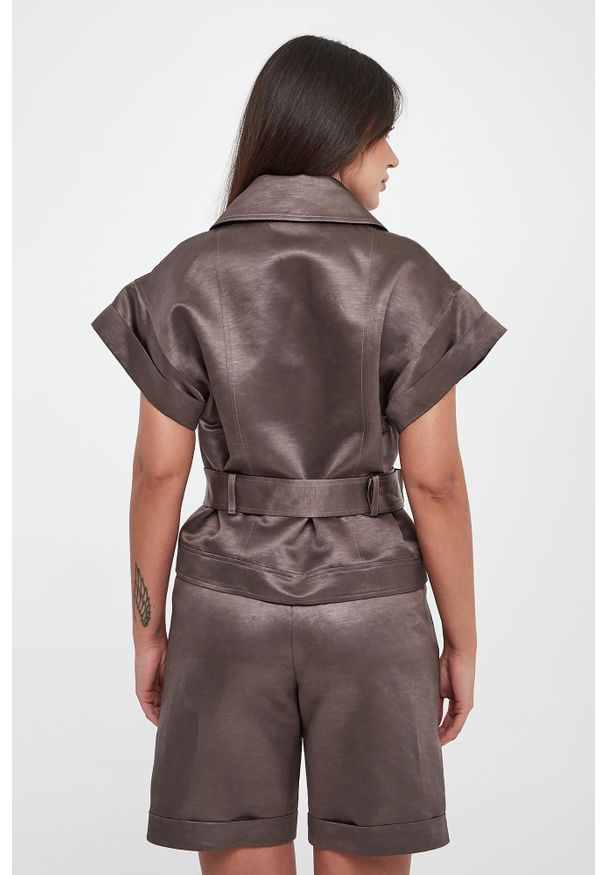 Kamizelka damska lniana PESERICO. Materiał: len