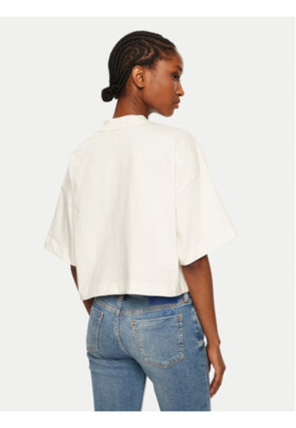 Hugo - HUGO T-Shirt Cropped Tee 50517790 Écru Relaxed Fit. Materiał: bawełna