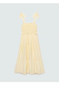 Big-Star - Sukienka damska midi na ramiączkach w drobne paseczki jasnożółta Gopisi 200. Kolor: żółty. Materiał: bawełna, tkanina. Długość rękawa: na ramiączkach. Długość: midi #1