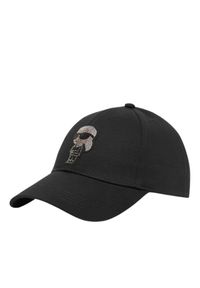Karl Lagerfeld - KARL LAGERFELD Czapka z daszkiem damska z cyrkonami Ikon. Kolor: czarny. Materiał: materiał. Wzór: aplikacja. Styl: klasyczny, elegancki #4