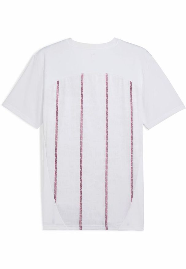 Puma - Męska koszulka przedmeczowa Manchester City PUMA White Dark Jasper Red. Kolor: biały, czerwony, wielokolorowy. Wzór: nadruk