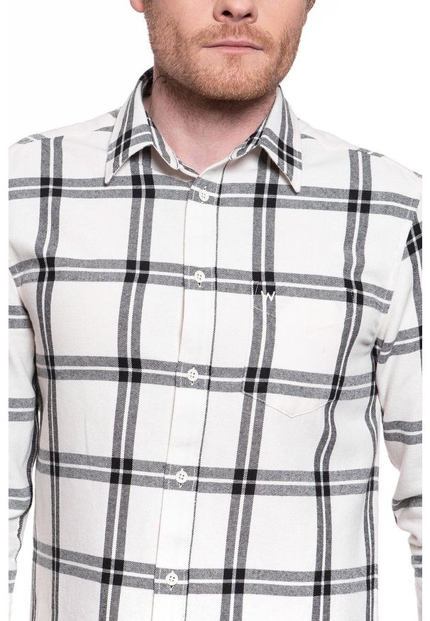 Wrangler - KOSZULA MĘSKA W KRATĘ WRANGLER LS 1 PKT SHIRT OFF WHITE W5A1T2737 112129985