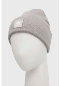 adidas Originals czapka kolor szary z cienkiej dzianiny. Kolor: szary. Materiał: dzianina. Wzór: aplikacja #3