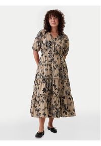 GAP - Gap Sukienka codzienna 517740 Khaki Regular Fit. Okazja: na co dzień. Kolor: brązowy. Materiał: bawełna. Typ sukienki: proste. Styl: casual #5