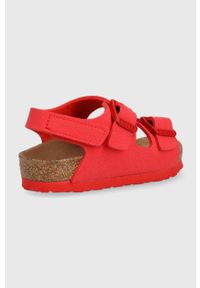 Birkenstock sandały dziecięce kolor czerwony. Zapięcie: klamry. Kolor: czerwony. Materiał: materiał, guma. Wzór: gładki #5