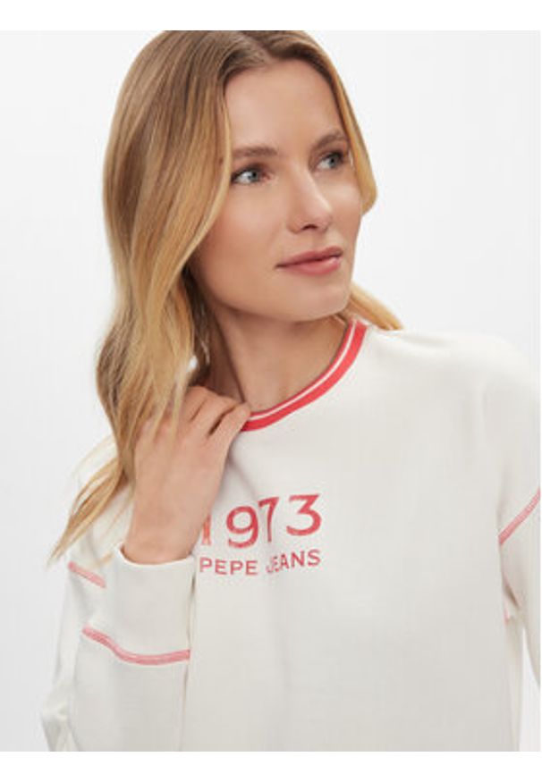 Pepe Jeans Bluza Hache PL581398 Biały Boxy Fit. Kolor: biały. Materiał: bawełna