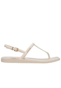 Sandały Crocs Miami Thong Flip 209793-0WW - beżowe. Okazja: na spacer. Kolor: beżowy. Wzór: paski. Sezon: lato. Styl: wakacyjny #1