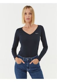 Pepe Jeans Bluzka Corine PL505306 Granatowy Regular Fit. Kolor: niebieski. Materiał: bawełna