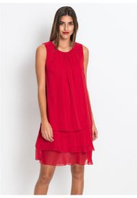 Sukienka szyfonowa bonprix czerwony. Kolor: czerwony. Materiał: szyfon #4
