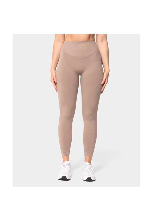 Legginsy bezszwowe Carpatree Accolade beżowe. Kolor: beżowy. Sport: fitness