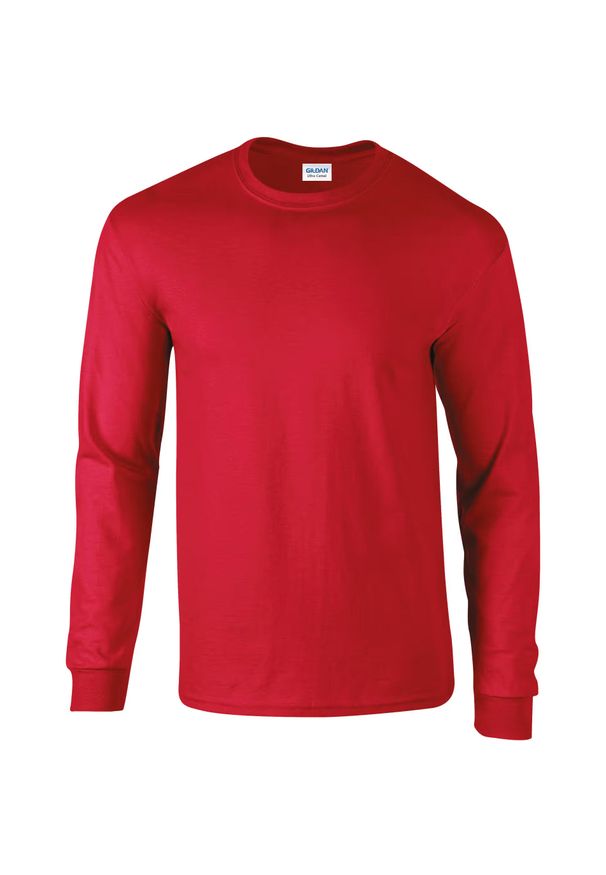 GILDAN - Koszulka z długim rękawem ultra bawełniana Gildan. Kolor: czerwony. Materiał: bawełna. Długość rękawa: długi rękaw. Długość: długie