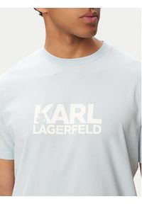 Karl Lagerfeld - KARL LAGERFELD T-Shirt 755780 563235 Niebieski jasny Regular Fit. Typ kołnierza: dekolt w karo. Kolor: niebieski. Materiał: bawełna #2