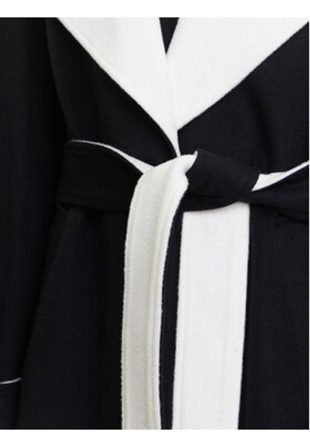 Karl Lagerfeld - KARL LAGERFELD Płaszcz wełniany A3W15010 Czarny Regular Fit. Typ kołnierza: dekolt w karo. Kolor: czarny. Materiał: wełna