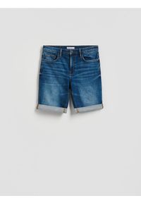 Reserved - Jeansowe szorty slim fit - granatowy. Kolor: niebieski. Materiał: jeans #1