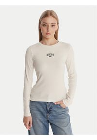 Guess Jeans Bluzka W6RP22 KA0H1 Écru Slim Fit. Materiał: bawełna #1