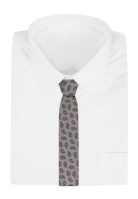 Męski Krawat - Popielaty w Brązowe Paisley - Alties. Kolor: szary, wielokolorowy, brązowy. Materiał: tkanina. Wzór: paisley. Styl: elegancki, wizytowy #5