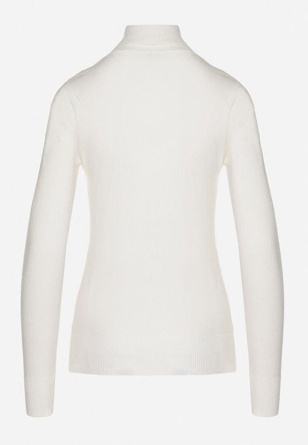 Born2be - Biały Golf Sweter z Wiskozą i Kaszmirem Zailaya. Okazja: na co dzień. Typ kołnierza: golf. Kolor: biały. Materiał: wiskoza, kaszmir. Styl: casual