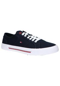 TOMMY HILFIGER - Męskie trampki sportowe Tommy Hilfiger CORE CORPORATE VULC CANVAS. Kolor: biały, niebieski, wielokolorowy