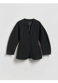 Reserved - Taliowana marynarka - czarny. Kolor: czarny. Materiał: wiskoza, tkanina #1