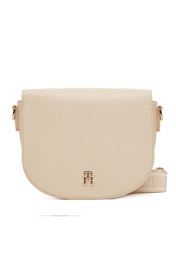 TOMMY HILFIGER - Tommy Hilfiger Torebka Th Logotape Saddle Bag AW0AW17184 Écru. Materiał: skórzane