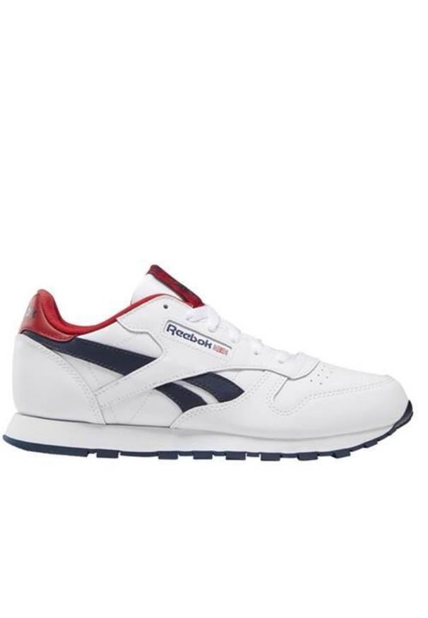 Buty do chodzenia dla dzieci Reebok Classic Leather. Zapięcie: sznurówki. Kolor: niebieski, biały, wielokolorowy, czerwony. Materiał: materiał, skóra. Szerokość cholewki: normalna. Model: Reebok Classic. Sport: turystyka piesza