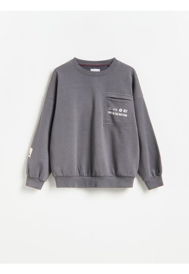Reserved - Bluza oversize - ciemnoszary. Kolor: szary. Materiał: bawełna, dzianina