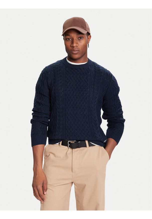 Tommy Jeans Sweter DM0DM22101 Granatowy Regular Fit. Kolor: niebieski. Materiał: bawełna