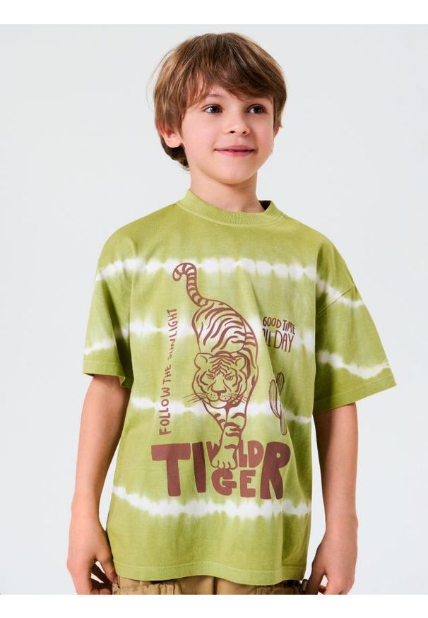 Sinsay - Koszulka oversize - zielony. Kolor: zielony