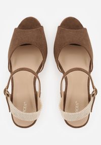 Born2be - Brązowe Sandały VICES na Koturnie z Plecionki w Stylu Boho Corolea. Zapięcie: pasek. Kolor: brązowy. Materiał: len. Obcas: na koturnie. Styl: boho. Wysokość obcasa: średni #7