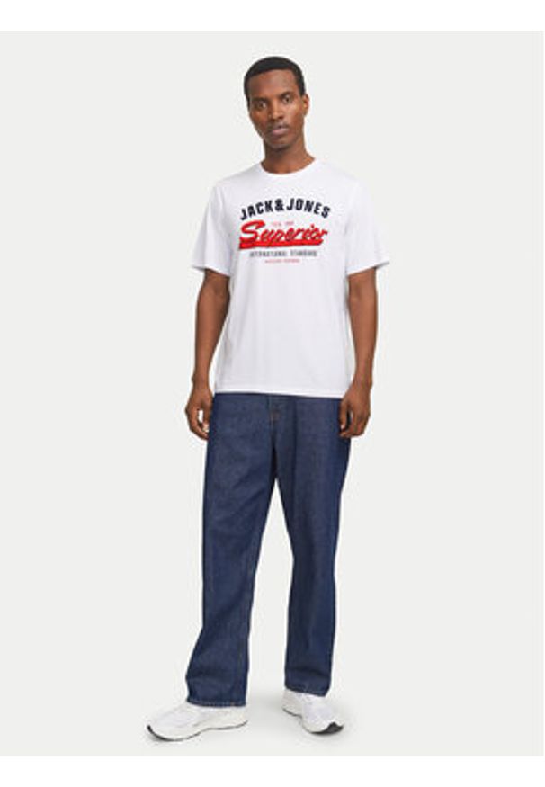 Jack & Jones T-Shirt Logo 12268267 Biały Standard Fit. Kolor: biały. Materiał: bawełna