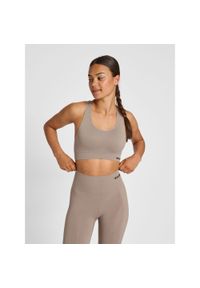 Damski bezszwowy biustonosz sportowy Hummel Tif. Kolor: szary, brązowy, zielony, wielokolorowy, beżowy. Materiał: materiał. Sport: joga i pilates, fitness #1