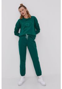 PLNY LALA - Spodnie. Kolor: zielony. Materiał: bawełna, poliester, dzianina. Wzór: aplikacja #4
