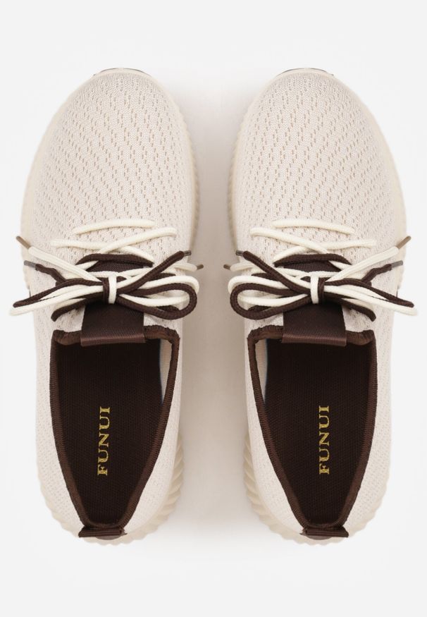 Born2be - Beżowo-Brązowe Sneakersy z Podwójnym Sznurowaniem Dorielle. Nosek buta: okrągły. Kolor: beżowy. Materiał: materiał. Obcas: na obcasie. Wysokość obcasa: niski