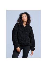 POEDERBAAS - Bluza z kapturem Fluffy - damska - na cztery pory roku - Teddy - czarna. Typ kołnierza: kaptur. Kolor: czarny. Materiał: poliester. Sezon: zima. Sport: narciarstwo #1
