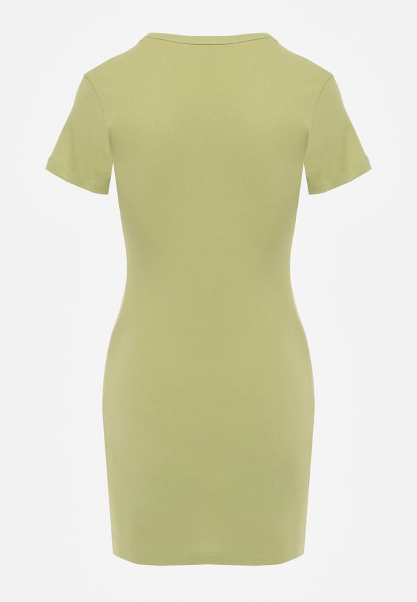 Born2be - Zielona Bawełniana Sukienka o Prostym Kroju Typu T-shirt Zelosise. Okazja: do pracy, na co dzień. Kolor: zielony. Materiał: bawełna. Typ sukienki: proste. Styl: sportowy, klasyczny, elegancki, casual