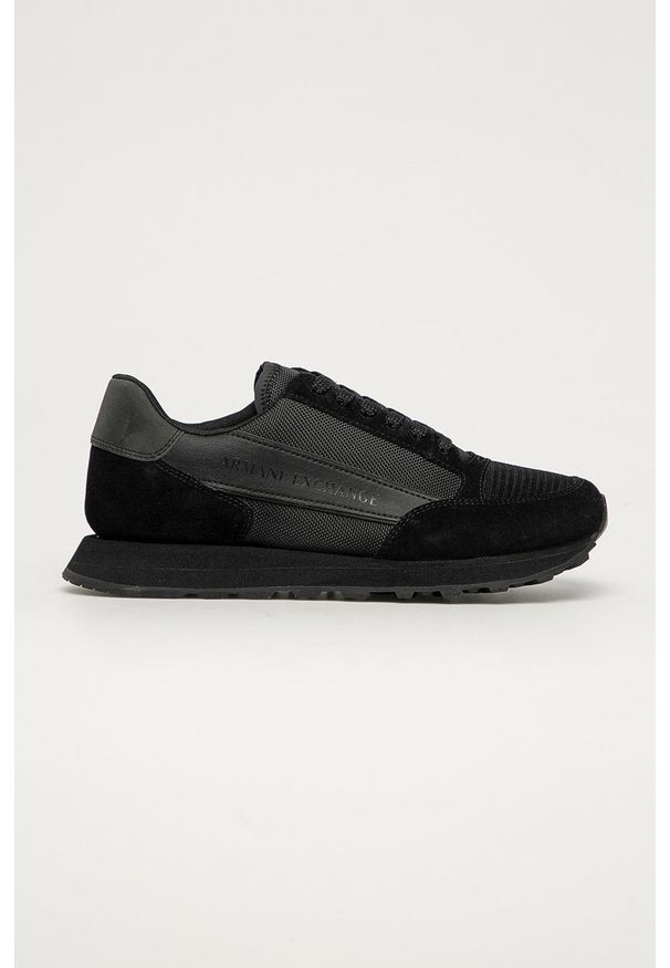 Armani Exchange – Buty kolor czarny XUX083 XV263. Nosek buta: okrągły. Zapięcie: sznurówki. Kolor: czarny. Materiał: guma
