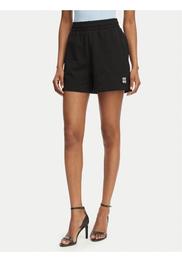 Hugo - HUGO Szorty sportowe Ninosta 50536943 Czarny Relaxed Fit. Kolor: czarny. Materiał: bawełna